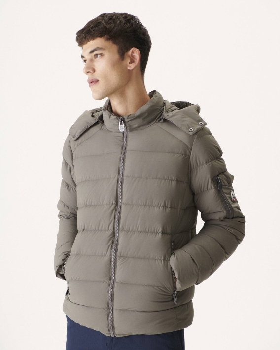 Doudoune Taupe Grand Froid à Capuche Adrien Jott