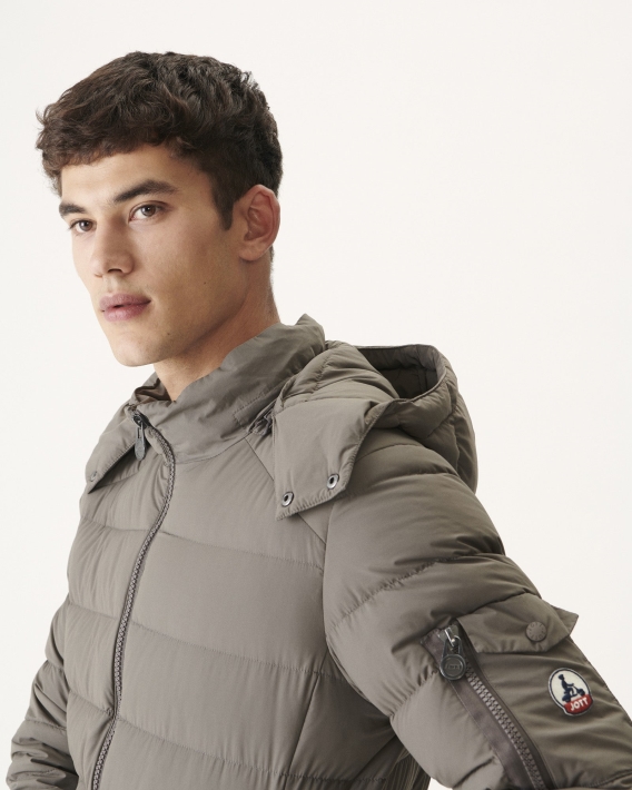Doudoune Taupe Grand Froid à Capuche Adrien Jott