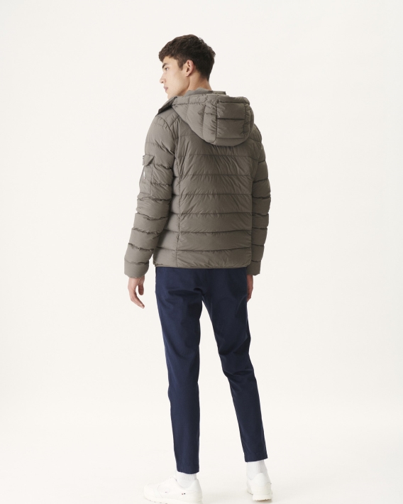 Doudoune Taupe Grand Froid à Capuche Adrien Jott