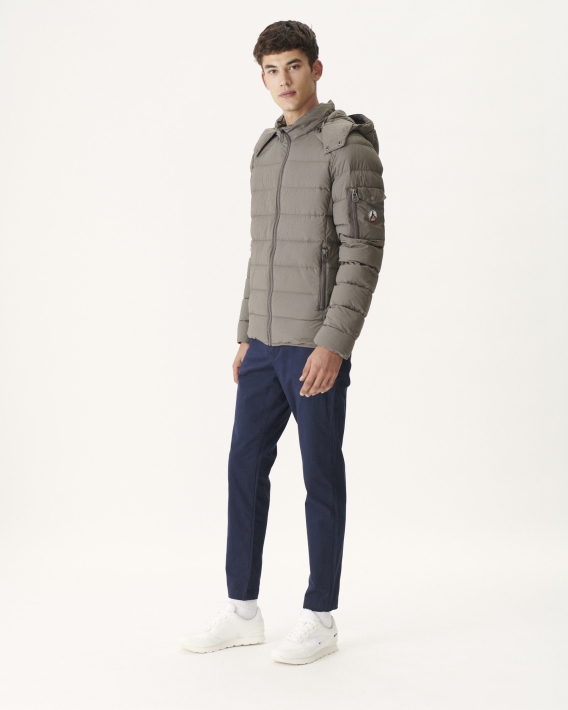 Doudoune Taupe Grand Froid à Capuche Adrien Jott