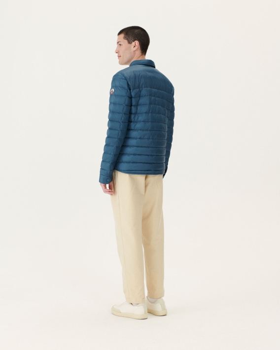 Bleu Jean Cris Doudoune Légère Col Chemise Jott