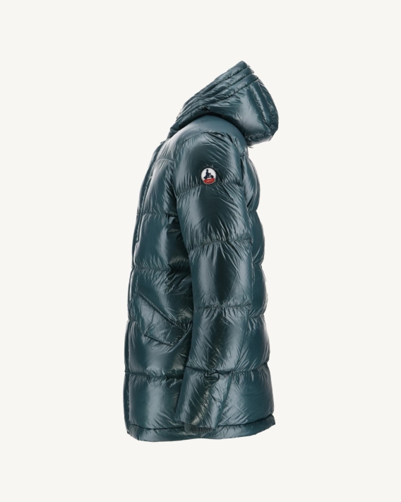 Doudoune Laquée à Capuche Grand Froid Vert Fonce Claus Jott