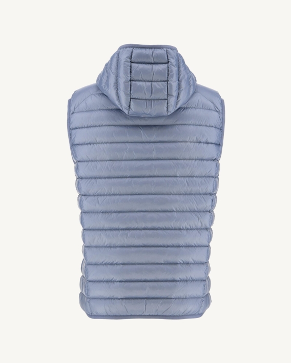 Doudoune Sans Manche A Capuche Bleu Delave Pat Jott