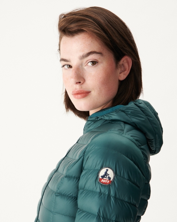 Doudoune Légère à Capuche Vert Fonce Cloe Jott
