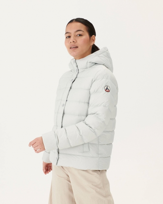 Doudoune Droite à Capuche Soft Grey Jane Jott