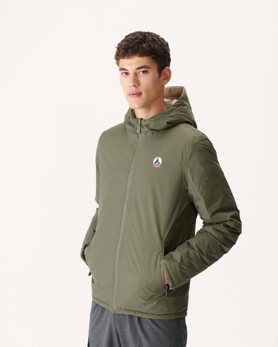 Jott Armée/beige Doudoune Réversible à Capuche Bergen
