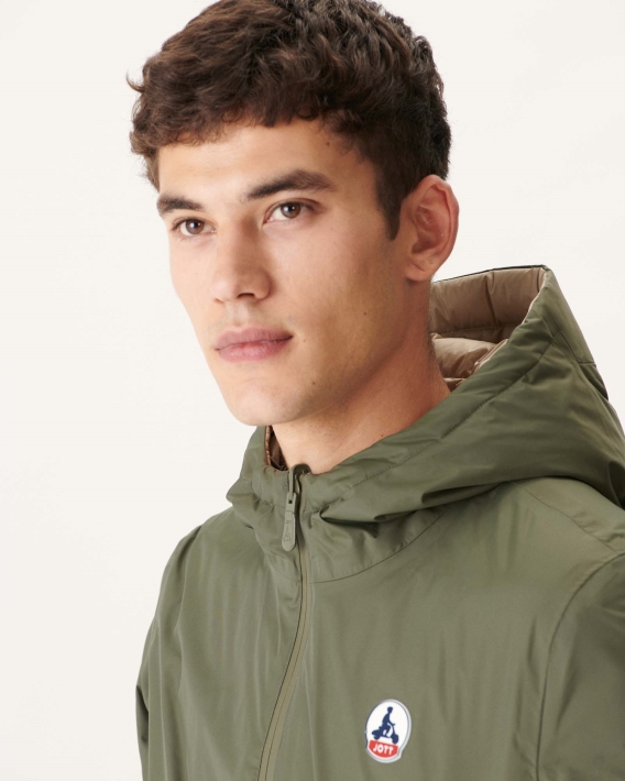 Jott Armée/beige Doudoune Réversible à Capuche Bergen