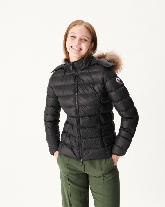 Doudoune à Capuche Noir Luxe Jott