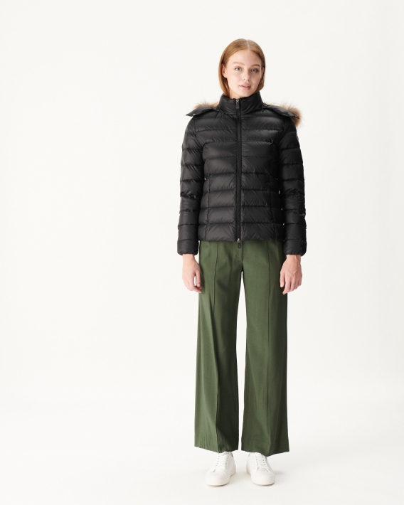 Doudoune à Capuche Noir Luxe Jott
